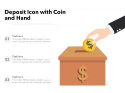 Deposit icon with coin and hand