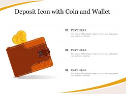 Deposit icon with coin and wallet