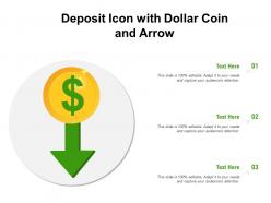 Deposit icon with dollar coin and arrow