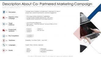 Description about co partner marketing plan ppt background