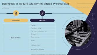 Description And Services Offered By Barber Shop Mens Grooming Business Plan BP SS