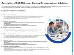 Description of babok areas solution assessment and validation solution assessment and validation