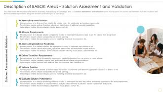 Description of babok areas solution validation solution assessment and validation to evaluate