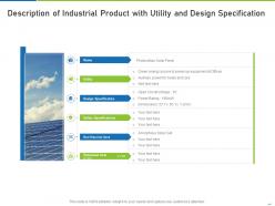 Description of industrial product with utility and design specification