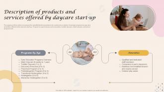 Description Of Products And Services Offered By Daycare Start Up Infant Care Center BP SS