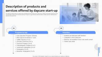 Description Of Products And Services Offered Start Up Company Summary Of The Day Care Start Up