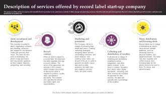 Description Of Services Offered By Record Label Music Label Business Plan BP SS