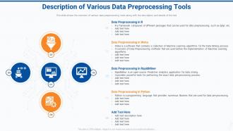 Description of various data preprocessing tools effective data preparation to make data accessible