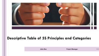 Descriptive Table Of 5S Principles And Categories Sort Shine Standardize Sustain PPT Guidelines AT