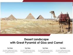 Desert landscape with great pyramid of giza and camel