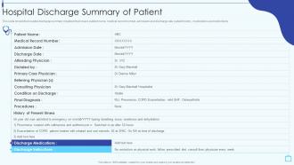 Design And Implement Hospital Hospital Discharge Summary Of Patient