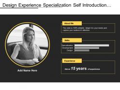 Design experience specialization self introduction with bar