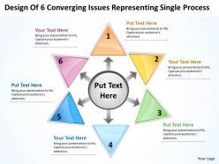 Design of 6 converging issues representing single process radial diagram powerpoint templates