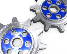 Design of two gears stock photo