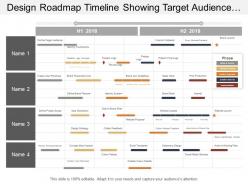 Design roadmap timeline showing target audience and touchpoints