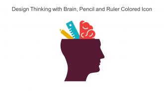 Design Thinking With Brain Pencil And Ruler Colored Icon