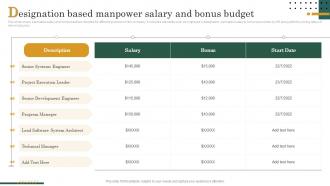 Designation Based Manpower Salary And Bonus Budget