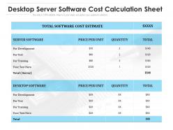 Desktop server software cost calculation sheet