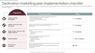 Destination Marketing Plan Implementation Checklist