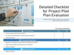 Detailed checklist for project pilot plan evaluation