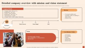 Detailed Company Overview With Mission Multiple Strategies For Cost Effectiveness