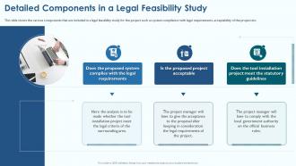 Detailed Components In A Legal Feasibility Study Project Viability Assessment To Evaluate