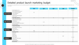 Detailed Product Launch Marketing Budget Product Marketing To Shape Product Strategy