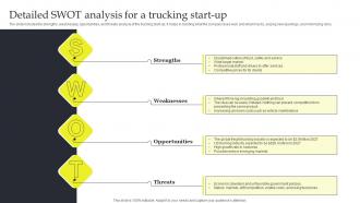 Detailed SWOT Analysis For A Commercial Trucking Industry Business Plan BP SS