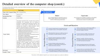 Detailed Swot Analysis For A Computer Shop Computer Repair Shop Business Plan BP SS Captivating Colorful