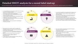 Detailed Swot Analysis For A Record Label Start Up Music Label Business Plan BP SS