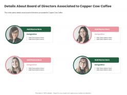 Details about board of directors associated to copper cow coffee funding elevator ppt rules