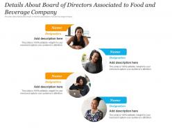 Details about board of directors associated to food and drink platform