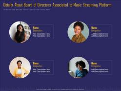 Details about board of directors associated to music streaming platform ppt professional ideas