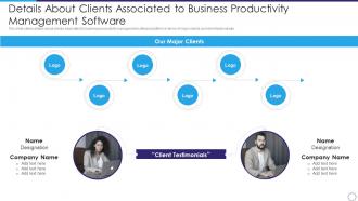 Details about clients associated to business productivity management software