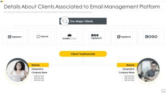 Details About Clients Associated To Email Management Platform Ppt Model Outfit