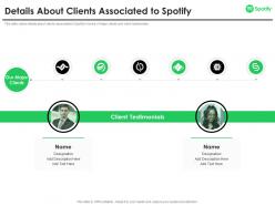 Details about clients associated to spotify investor funding elevator
