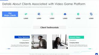 Details about clients associated with video game platform online adventure game elevator