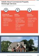 Details About Commercial Property Brokerage Services One Pager Sample Example Document