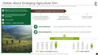 Details About Emerging Agriculture Firm Global Agribusiness Investor Funding Deck