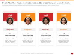 Details about key people involved in food and beverage company executive team ppt tips
