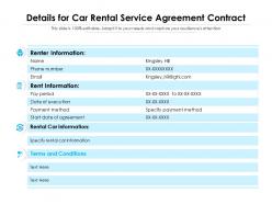 Details For Car Rental Service Agreement Contract