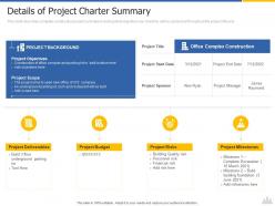 Details of project charter summary construction project risk landscape ppt inspiration