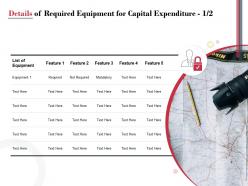 Details of required equipment for capital expenditure ppt powerpoint presentation pictures background