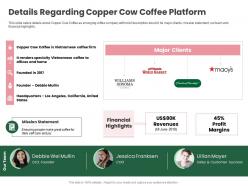Details regarding copper cow coffee platform copper cow coffee funding elevator ppt brochure