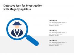 Detective icon for investigation with magnifying glass