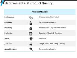 Determinants of product quality powerpoint slide designs
