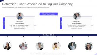 Determine Clients Associated To Logistics Company Warehousing Firm Elevator Pitch Deck