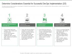 Determine considerations essential for different aspects that decide devops success it