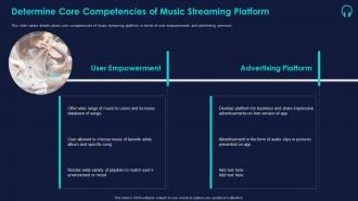 Determine core competencies of music streaming platform details about key music streaming platform