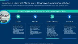 Determine essential attributes in cognitive computing solution cognitive computing strategy